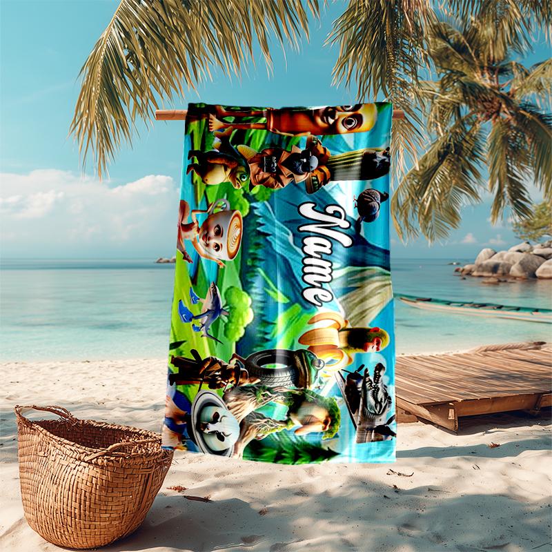 Personalized customized proof beach towel with Italian Brainrot animal pattern - soft, absorbent,quick-drying,perfect swimming,camping&bathing