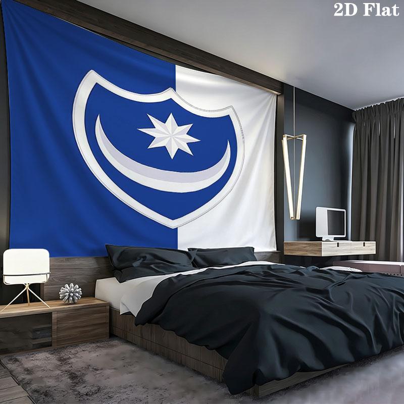 Portsmouth Football Club Wall Tapestry Aesthetic Wall Hanging Printed Fabric Blanket Decorative Tapestries for Bedroom Living Room Home Decor
