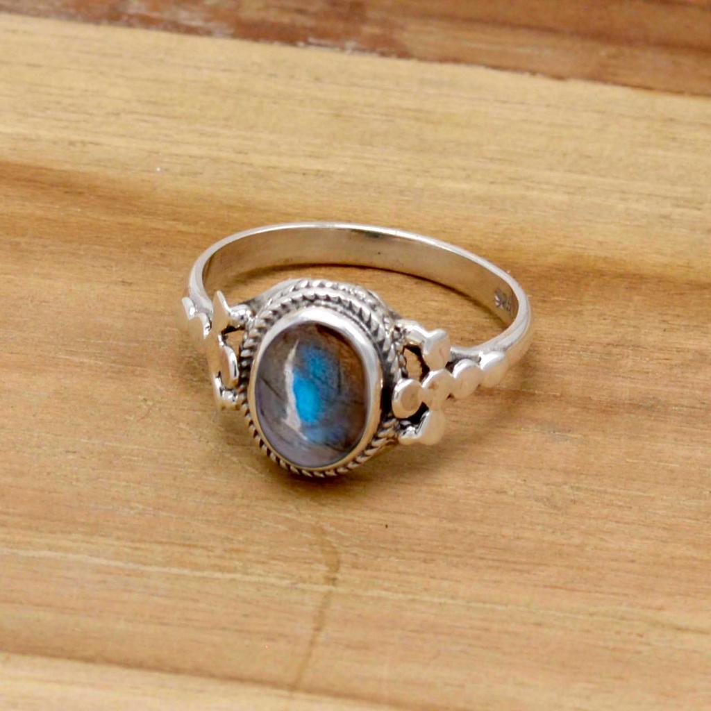 Женское кольцо с крестом из стерлингового серебра 925 пробы с лабрадором, кольцо ручной работы с камнем, подарок для нее, эффектное кольцо с овальным драгоценным камнем