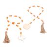 Wood Bead Garland with Tassels Wooden Rustic Bead Ornament for Home Decoration and Festival Decorati
