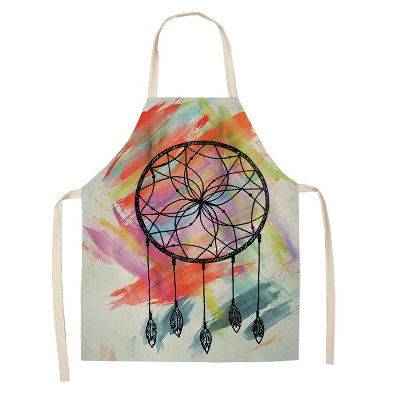 Фартук с принтом «Ловец снов» из перьев, званый ужин, барбекю, нагрудник для приготовления пищи, льняной фартук, фартук для уборки дома, против пятен и масла
