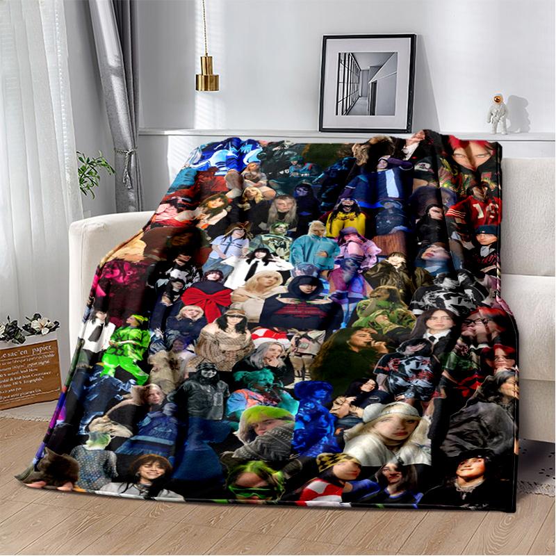 3D Хит Меня Сильно и Мягко Билли Айлиш Певица Мягкое Фланелевое Одеяло для Кровати Спальни Дивана Пикника, Плед для Покрытия Подарок Дети
