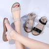 Women's Summer Dressy Low Wedge Heels Slides Comfort Slip On Casual Flat Sandals Walking Vacation Arch Support Open Toe Platform Beach Shoes for Women
