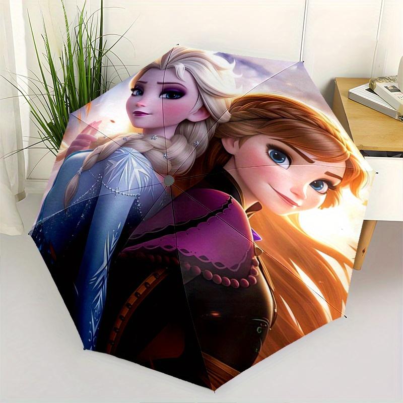 Elsa,Anna Automatic Opening and Closing Umbrella - 8-rib Folding Design, Lightweight and Portable, Suitable for Daily Business Use, Pocket-f