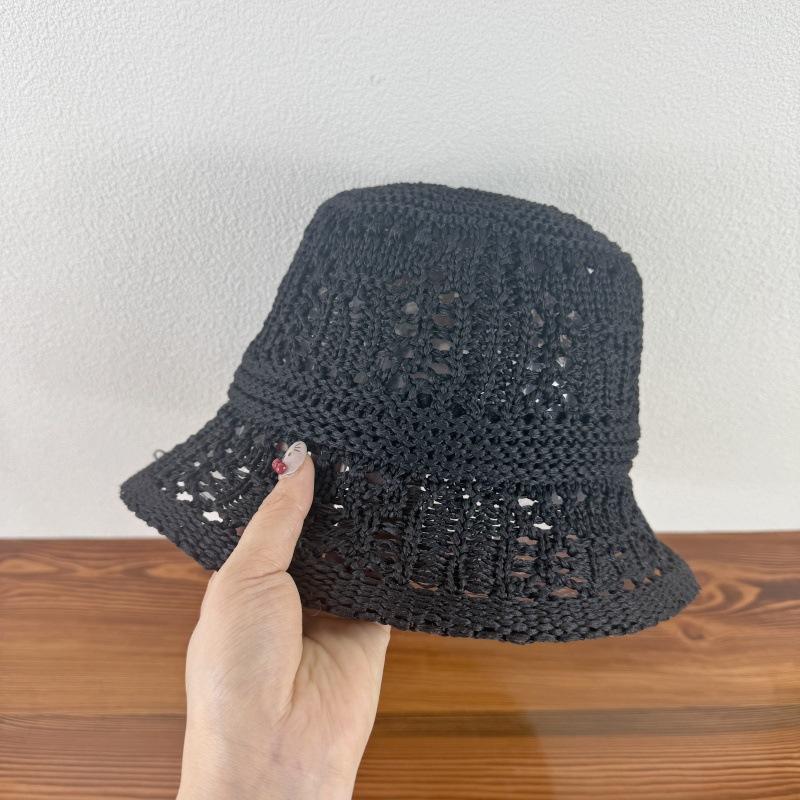 Женская соломенная шляпа, дышащая, с выемками, для летнего отдыха на море, защита от солнца и солнцезащитная шляпа, вязаная рыбацкая шляпа