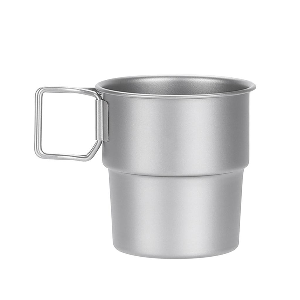 Stackable Coffee Mugs Titanium Camping Cups 300ml Foldable Handle Outdoor Coffee Mugs Reusable