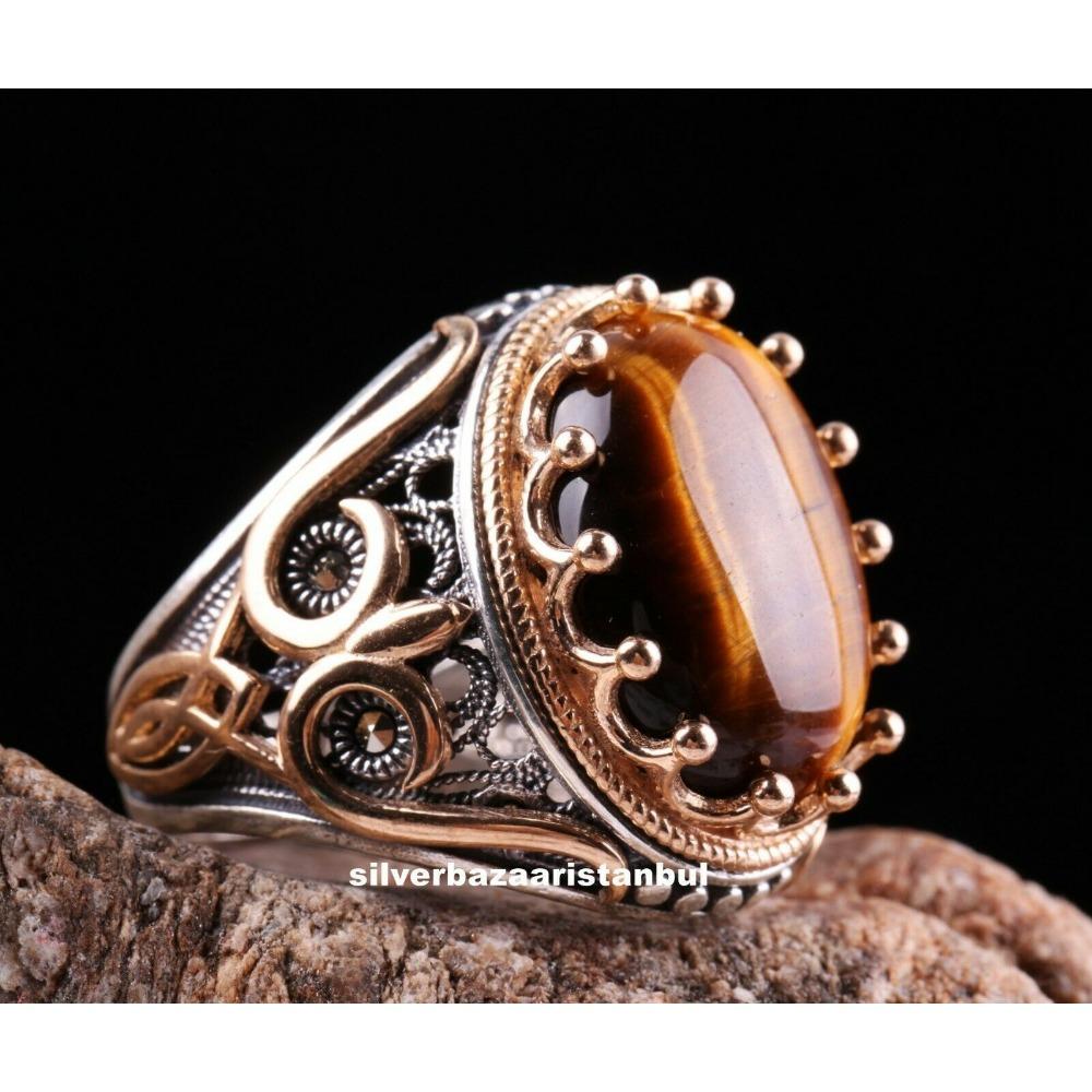 Винтажное кольцо с черным цирконом, мужское