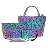 3pcs/set PU Geometric Luminous Shoulder Bag Crossbody Bag for Women Holographic Reflective Bag Set