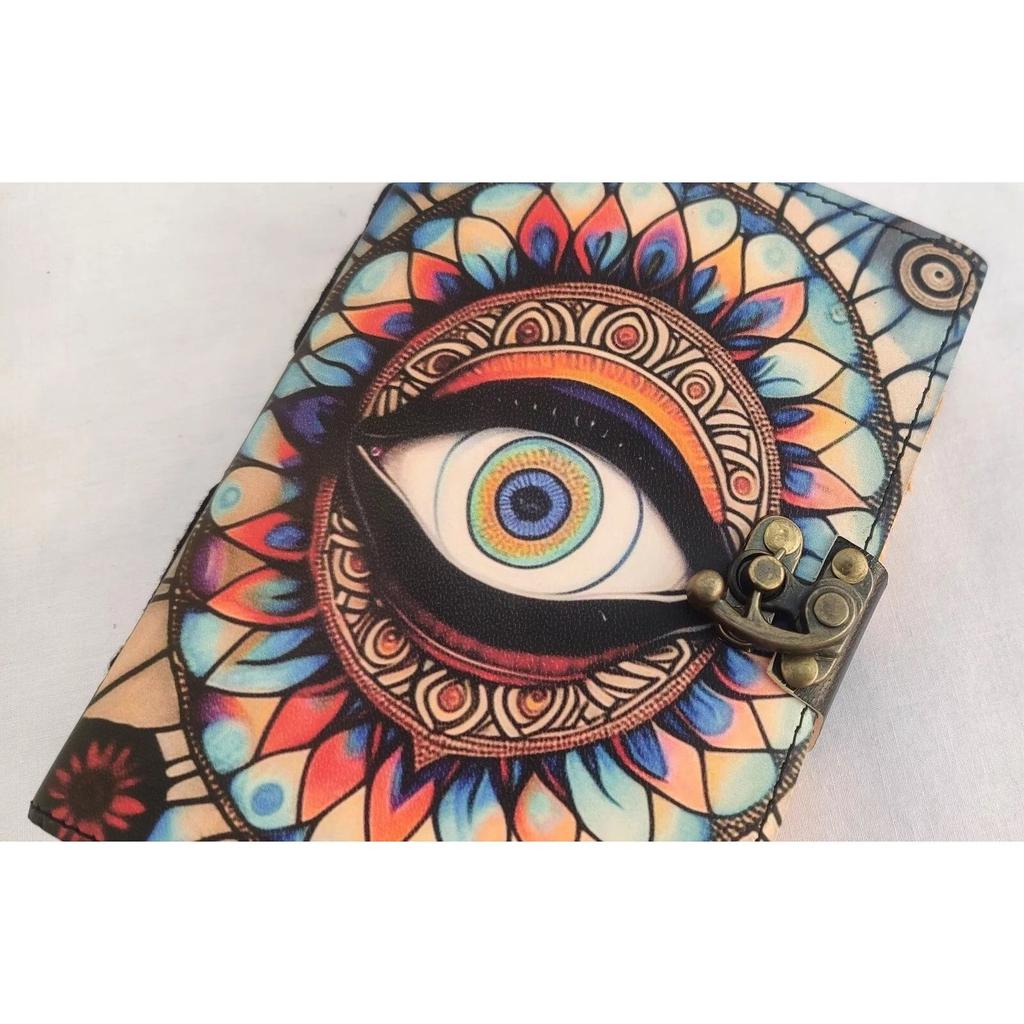 Журнал из кожи Boho Evil Eye UV с антикварной застежкой – Бумага в винтажном стиле