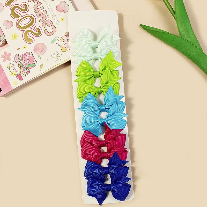 10 шт./компл. однотонные детские банты из лент для волос, заколки для волос для девочек, заколки-банты ручной работы для волос, мини-заколки, резинки для волос, аксессуары