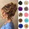 Messy Scrunchies Synthetic Hair Bun With Elastic Band Natural Fake Hair Tie Pieces Ponytail Colored Black Purple Pink Green Gray For Woman Chignon