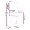 Makeup Table with Mirror Gray Sonoma 34 x 13.8 x 53.5 in (L x W x H)