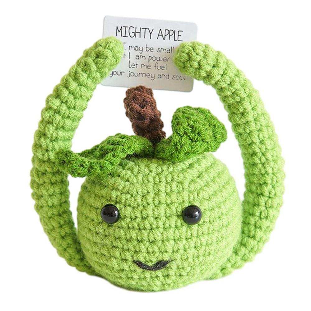 Funny Wool Knitting Doll with Heart-warming Words Card Emotional Support Doll Home Decoration Figurines