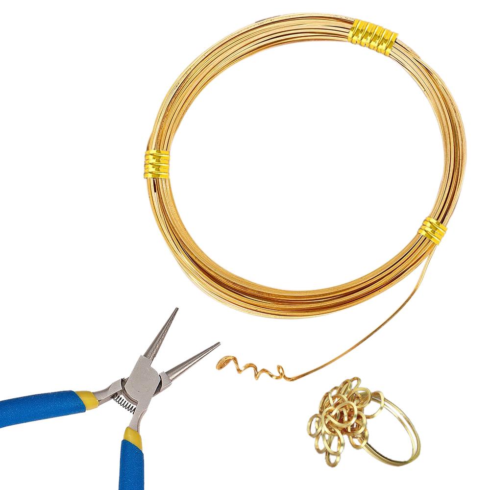 0.6mm,0.8mm,1.0mm 6M Square Copper Wire Half Hard Yellow Brass Wire for Jewelry Beading Craft Work