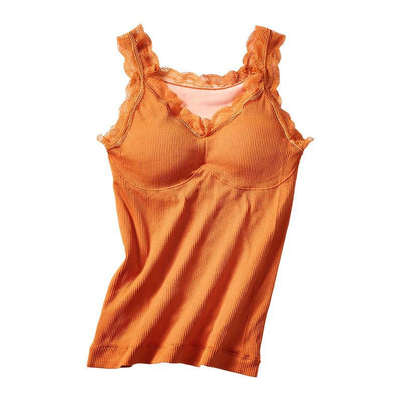 **Женский теплый жилет Little Bear Fairy с V-образным вырезом, кружевом и нагрудной накладкой - плюс бархат**