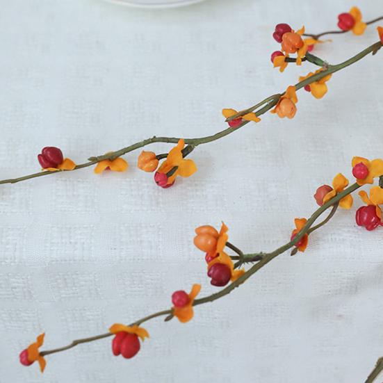 Искусственная ветка хурмы Реалистичная осенняя искусственная веточка стебель с листьями и плодами хурмы для дома, офиса, свадьбы, наполнитель для вазы, центральный элемент стола