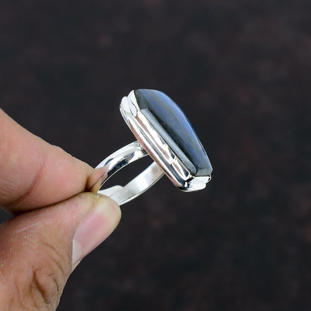 Кольцо с лабрадоритом Кольцо с драгоценным камнем Антикварные ювелирные изделия Кольцо ручной работы Кольцо из стерлингового серебра 925 пробы Регулируемое кольцо Ювелирные изделия из настоящего лабрадорита Подарки для нее