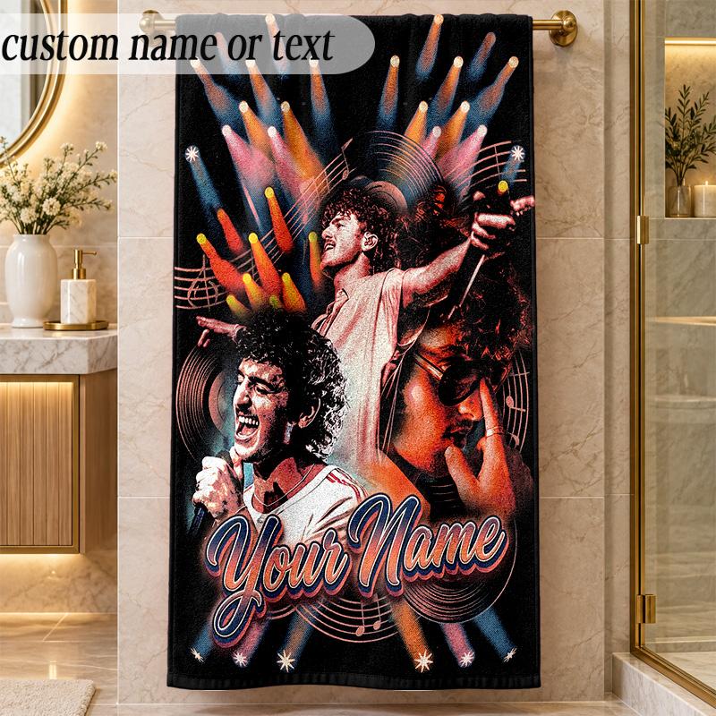 Beach TowelBenson Boone Custom Name Text Personalized Soft Towel for Beach Pool Indoor Home Decor Gift