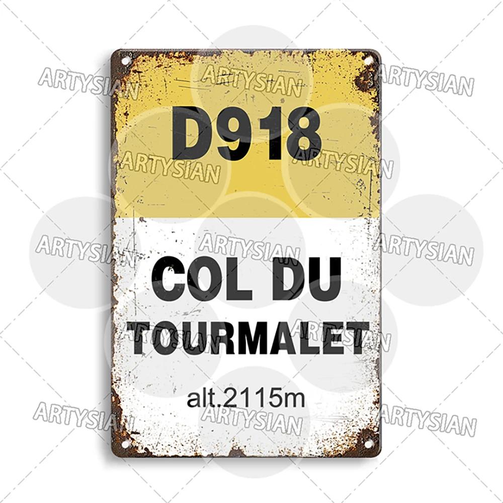 Металлическая табличка Тур де Франс Велосипедная табличка Брусчатка Париж-Рубе Коль дю Галибье Коль де Саренн Альп-д'Юэз Мон-Ванту Гландон