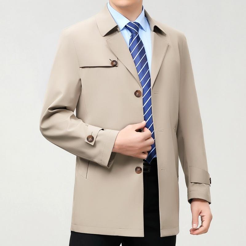 Ветровка из шелка Mulberry, мужская куртка средней длины, осенняя, деловая, повседневная, для мужчин, для мужчин среднего возраста, пиджак с воротником