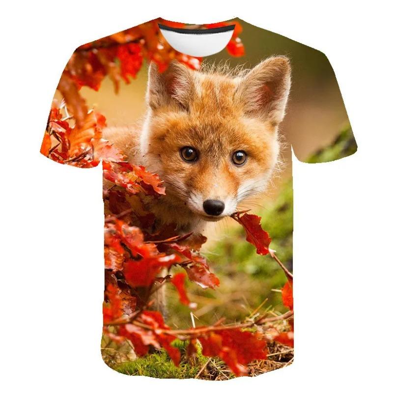 Fox Print Adult Casual Short Sleeved T-shirt Adult T-shirt