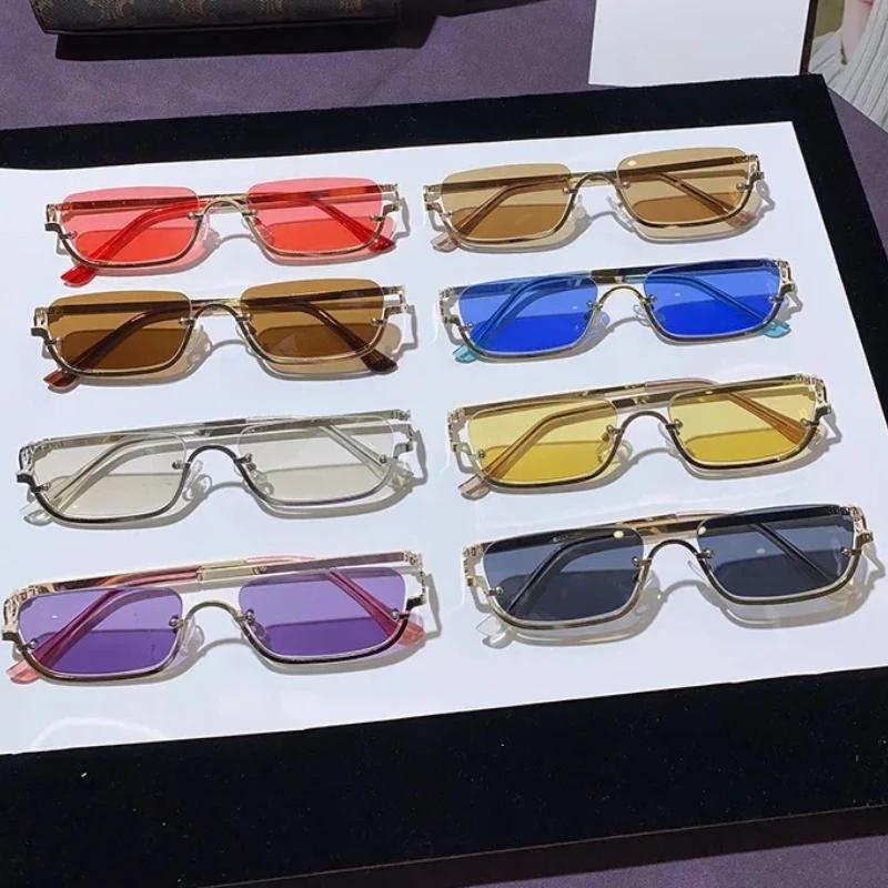 New Trendy Square Half Frame Sunglasses Men's and Women's High-end Fashionable UV Resistant Glasses UV400 Shades Eyewear