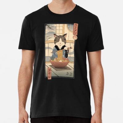 Neko Ramen Укиё-э S-5XL Сделано в Австралии/США Футболка