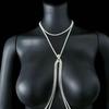 Exaggerated Rhinestone Tassel Necklace Body Chain for Nightclubs