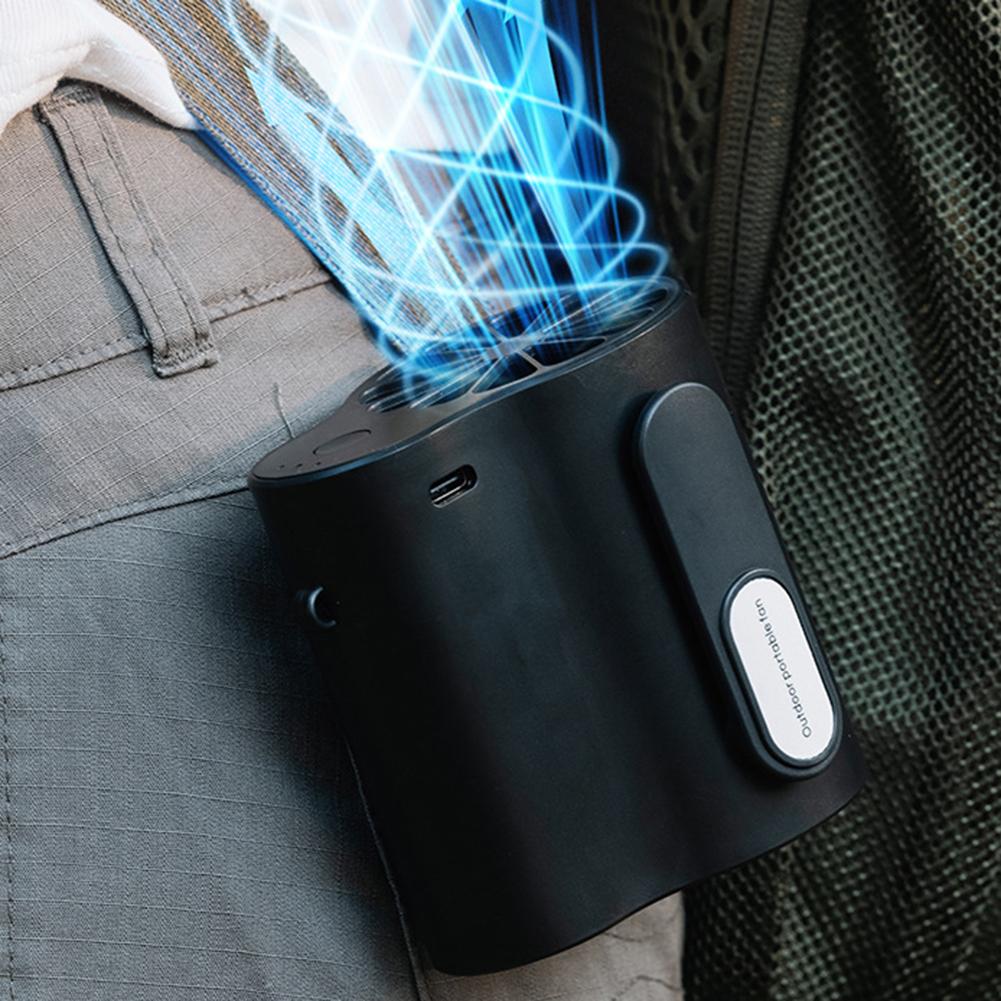 Портативный поясной вентилятор, подвесной охлаждающий вентилятор, многофункциональный USB-вентилятор с клипсой и ночником для рыбалки, кемпинга, пеших прогулок