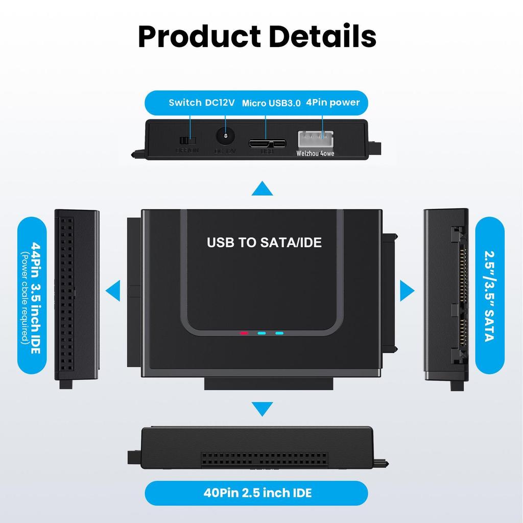 USB 3.0 к IDE/SATA Конвертер Жесткого Диска - Многофункциональный Кабель для 2.5"/3.5" Дисков