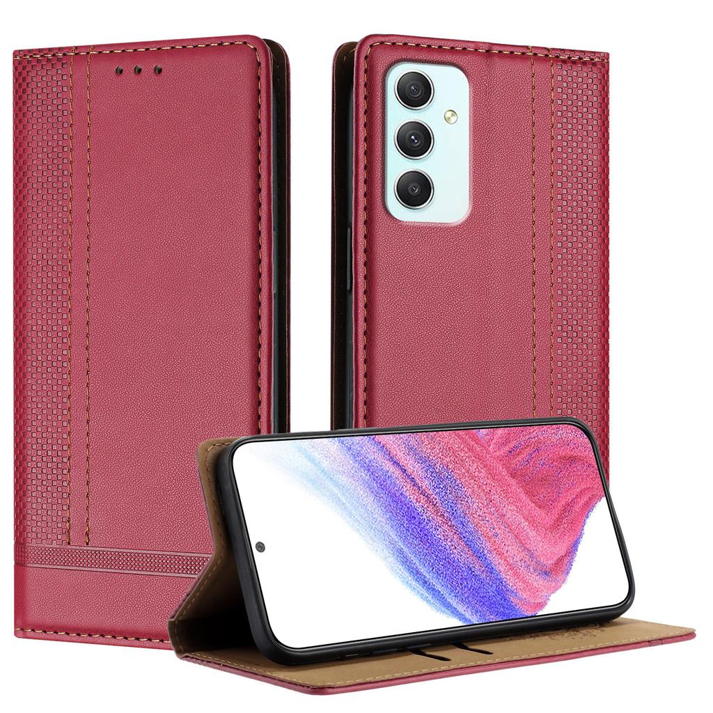 Чехол для Samsung Galaxy A35 5G с L-образным сетчатым узором, кожаная подставка, чехол для телефона с отделениями для карт