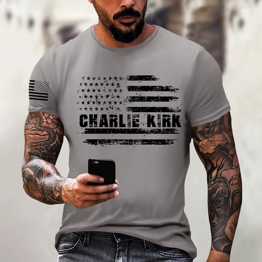 Fashionable Round Neck Short Sleeve Work Clothes Printed Tops For Mens Summer Tops