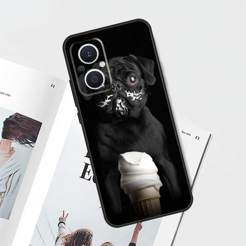 Милый черный мопс Чехол для OPPO Find X9 X5 X6 X8 Pro OPPO Reno 14 13 12 11 10 Pro 14F 13F 12F 7 8 Lite Чехол