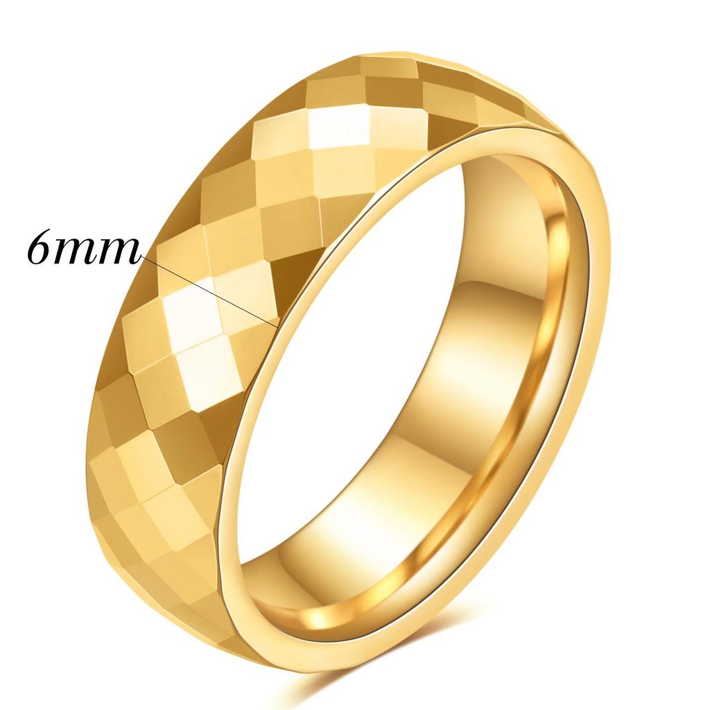 Европейско-американский Ins Новые Кольца для пары из вольфрамовой стали 4 мм 6 мм, граненые, многоугольник, ромб