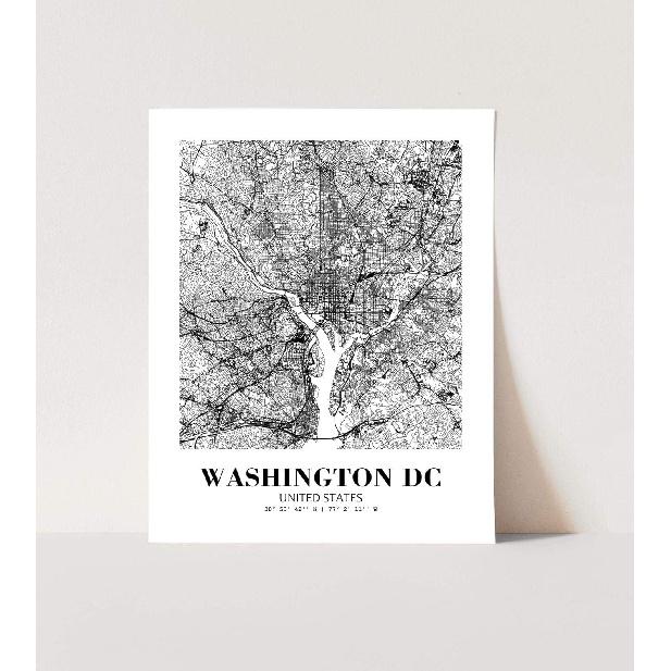 Eleville 8X10 Unframed Washington DC United States City View Abstract Road Modern Map Art Print Poster Wall Office Home Decor Minimalist Line Art