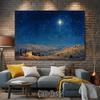 1pc Bethlehem Birth Scene Background - Religious party decorations and houses on the hillside, starry sky and shining st