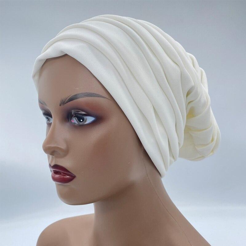 Однотонная женская плиссированная шляпа-тюрбан