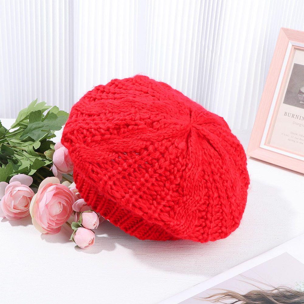 Women Girl Vintage Elegant Ribbed French Artist Cap Painter Hat Beret Hat Knitted Cap