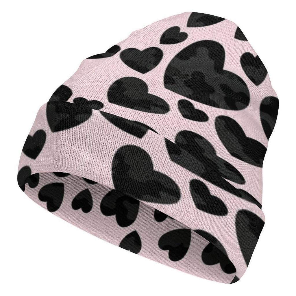 Factory Best Sale Custom Teal Heart Camo Print Cuffed Knit Beanie Men Women Winter Warm Outdoor Skull Cap for Wear