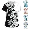 Women's Short Sleeve Stagger V Neck Print Pocket Dry-nurse Top