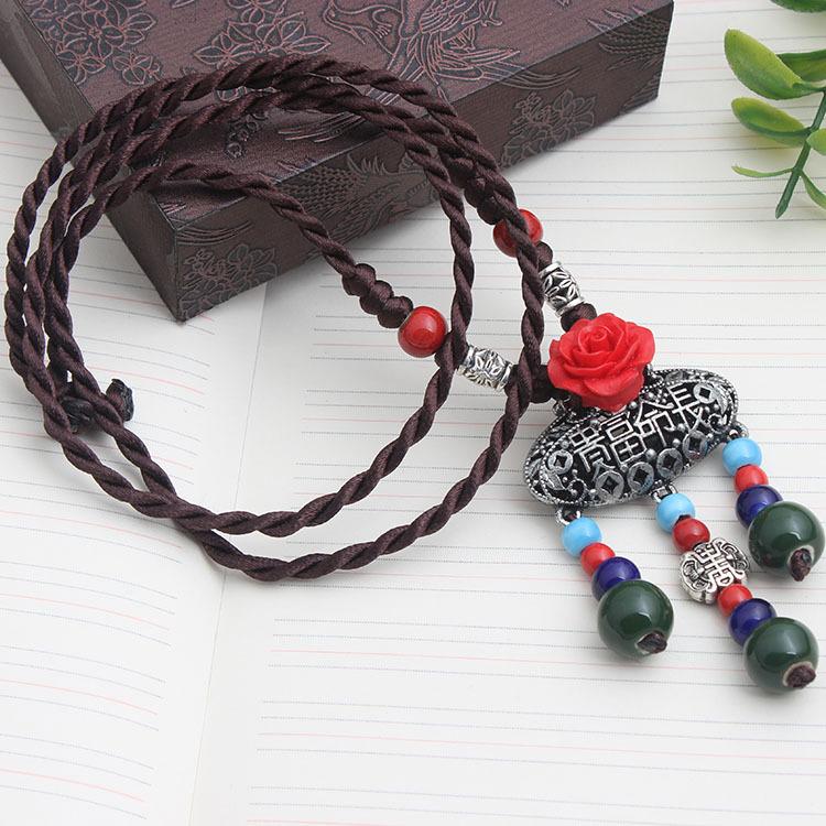 Оригинальный этнический стиль, универсальные аксессуары для одежды, подвеска с цветком, темперамент, длинное ожерелье, подвеска в стиле ретро, ​​цепочка для свитера, осень и зима