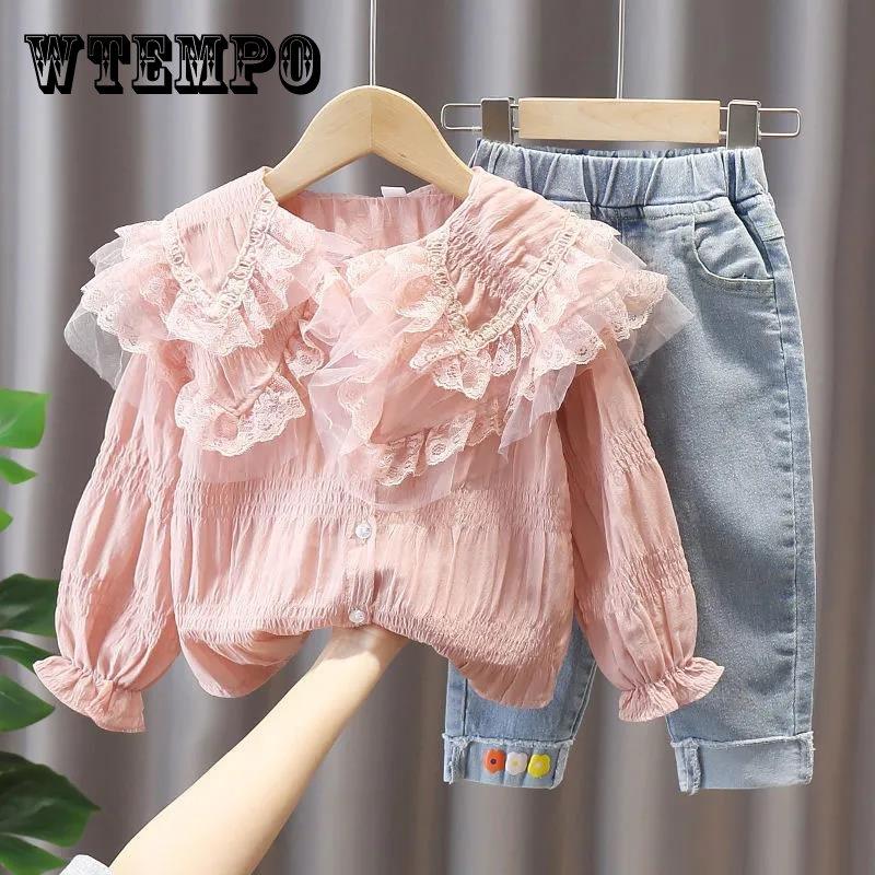 Весенние костюмы для девочек, детский весенний однотонный повседневный костюм из двух предметов с принтом для девочек и малышей