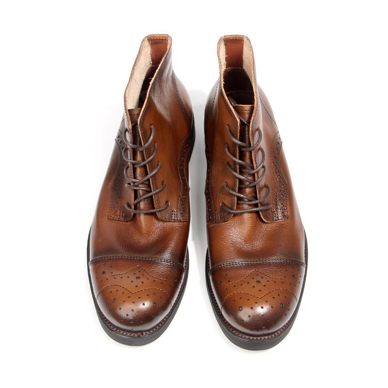 Мужские ботинки из коровьей кожи, натуральная кожаная обувь, мужские броги, ботильоны, кожаные ботинки ручной работы в стиле ретро, роскошная мужская официальная обувь