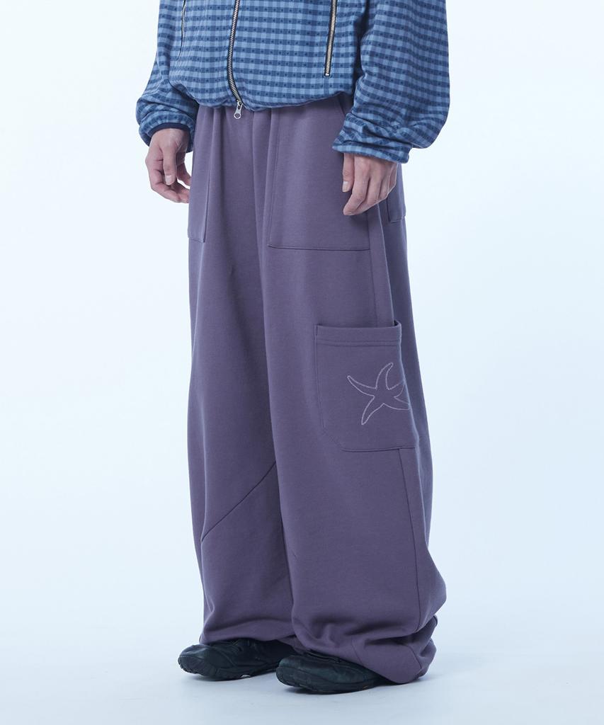 THE COLDEST MOMENT Tcm Cargo Logo Sweat Pants (Purple)
