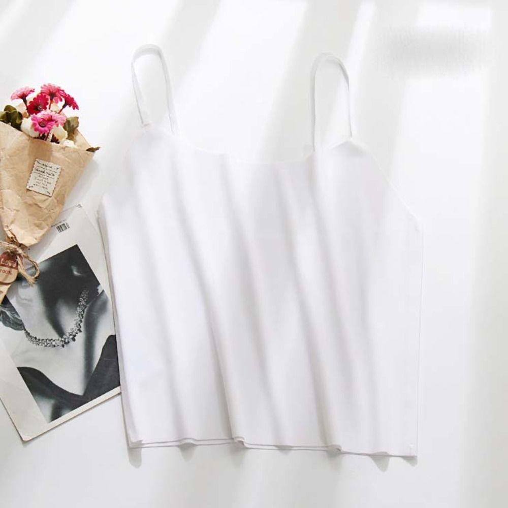 Bralette Crop Tops Ice Silk Traceless Sling Thin Sleeveless Camisole Strap Skinny Vest Tops Female