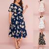 Plus Size Bohemian Maxi Dress for Women Summer Short Sleeve Casual Beach Dress Female Loose Elegant Party Holiday Long Dresses
