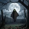 Outdoor Hanging Ghost Halloween Decoration, Spooky Black Fabric with Green Hallway Decor Eyes for Outside Tree, Porch, Yard, Lawn, Haunted House