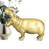 Metal Hippo Statue Miniature Copper Tabletop Ornament Handmade Art Miniature Hippo Models For Home Living Room Bookshelf
