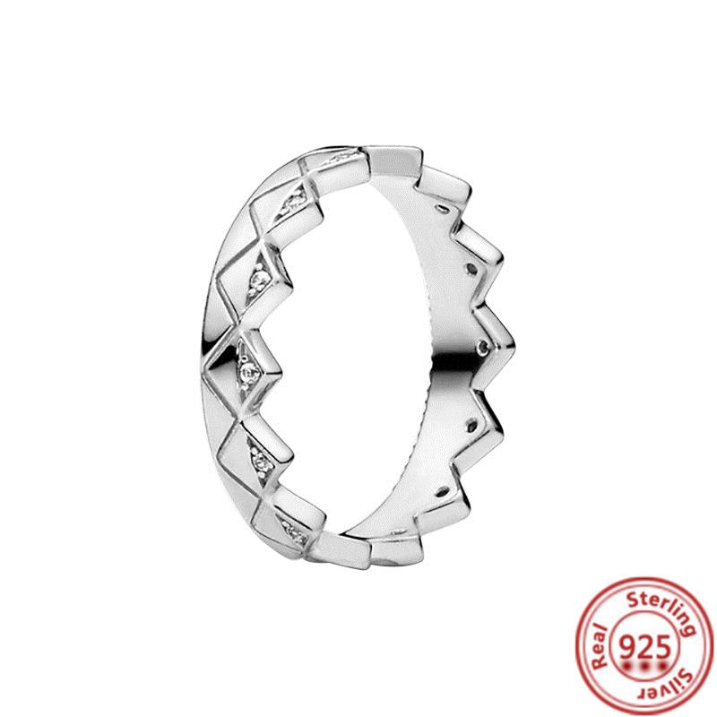 925 стерлингового серебра принцесса тиара корона сверкающее сердце любовь фианит пантаро кольца для женщин помолвка ювелирные изделия годовщина