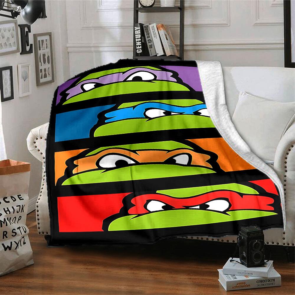 1 шт. Черепашки-ниндзя TMNT Фланелевое покрывало HD-печать Легкое Мягкое Теплое Всесезонное покрывало для дивана, кровати, путешествий, кемпинга Машинная стирка